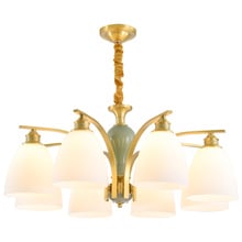 Nordic sala de estar todo o cobre lustre personalidade bedroomlamp restaurante bola vidro lustre cobre lâmpada cerâmica 2024 - compre barato