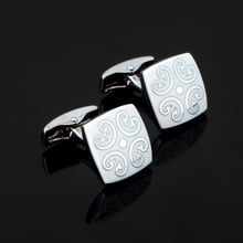 High Quality French Style White flower enamel Cufflinks For Mens Shirt Brand suit Cuff Buttons Top sale Cuff Links Jewelry 2024 - buy cheap
