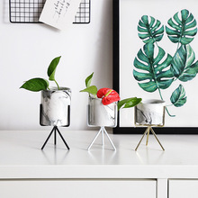 3pcs/set Ceramics Iron Bonsai Vase Tabletop Succulents Flowerpot Marble Pattern Flowepot Home Office Desktop Decor Flower Pot 2024 - compre barato