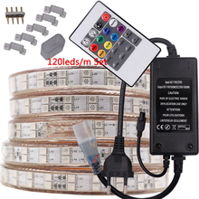 220V 5050 RGB LED Strip Light 120LED/60LED per Meter Silicone Tube Waterproof with EU Controller Kit 1m 5m 6m 8m 10m 25m 2024 - buy cheap