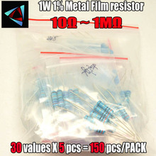 150Pcs 1W 1% 10 ~1M Ohm 30Values*5Pcs Metal Film Resistor Assorted Kit 2024 - buy cheap