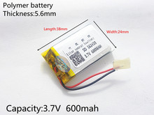 Célula de bateria recarregável de polímero de lítio lipo, 3.7v 600mah 562438 para mp3 mp4 mp5 diy pad dvd e-book fone de ouvido bluetooth 2024 - compre barato