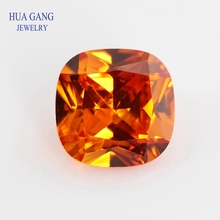 3x3~14x14mm Orange Color Cushion Cut Shape Loose CZ Stone Beads Brilliant Cut 5A Synthetic Gems Cubic Zirconia For Jewelry 2024 - buy cheap