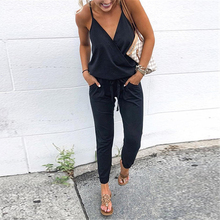 Duzeala Spaghetti Strap V Neck Wrap Jumpsuit Slim Streetwear Pocket Summer Bodysuit Women Drawstring Rompers Solid Playsuit 2024 - buy cheap