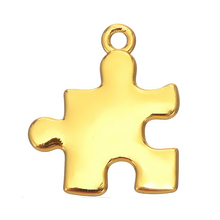Metal chapeamento de ouro autismo enigma quadrado encantos pingente para fazer a mão pulseira colar jóias diy 2024 - compre barato