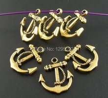 50Pcs Gold Tone Anchor Sea Ship Theme Metal Pendants Fashion Jewelry Making Findings Charms 23x20mm 2024 - buy cheap