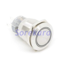 19mm Stainless Steel Ring LED Color White  Momentary 2NO 2NC Pushbutton Switch For Auto IP67 UL 6V/12V/24V/110V/220V 2024 - buy cheap