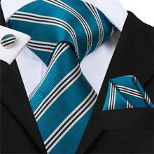 Hi-Tie 8.5cm Classic Green Striped Ties for Men 100% Silk Fashion Men's Business Suit Neck Tie Green Silk Men Tie Set SN-3025 2024 - buy cheap