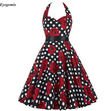 Vintage Rockabilly Dresses Women 50s 60s Party Floral Print Summer Dress Pinup Swing Audrey Hepburn Dress 2020 Vestido Femininos 2024 - buy cheap