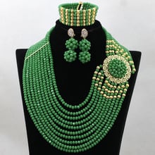 African Beads Jewelry Sets Solid Green Wedding Crystal New Bridal Necklace Bracelet Earrings Set Free shipping WB759 2024 - buy cheap