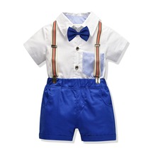 New Baby Boys England Suits Kids 100% Cotton Clothes 1-6 Years Children Clothing Boys Gentleman Bowtie Shirt and Belt Shorts Set 2024 - buy cheap