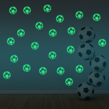 12pçs 3d futebol brilha no escuro adesivos de parede de vinil fluorescente luminoso, decalques de decoração de casa 2024 - compre barato