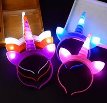 Glow unicorn headband kids adult light up led headbands Christmas Halloween party luminous flashing hairband favor dress up prop 2024 - buy cheap
