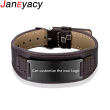 Janeyacy 2019 Fashion Male Jewelry Leather Bracelet Handmade Bracelet Black Stainless Steel Buckle Men Wrist Band Gifts Pulsera 2024 - buy cheap