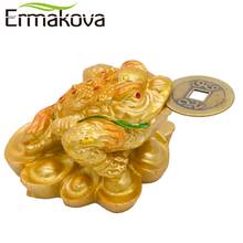 ERMAKOVA Mini Feng Shui Three Legged Money Frog Fortune Lucky Toad with Chinese Coin Resin Craft Golden Color Home Decoration 2024 - buy cheap