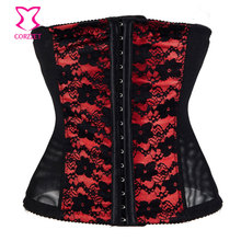 Black Mesh & Floral Stretch Lace Bustier Waist Trainer Corset Underbust Gothic Sexy Lingerie Steel Boned Corsets and Bustiers 2024 - buy cheap