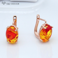 S&Z New Colorful Oval Flower  Dangle Earrings 585 Rose Gold Japanese South Korean Retro Eardrop For Women Jewelry Gift 2024 - buy cheap