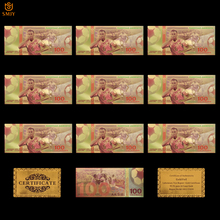 10 unids/lote de papel de moneda de Copa del mundo de Rusia, bonito billete de Banco de color dorado de 100 rublos, colección de regalos para decoración del hogar 2024 - compra barato