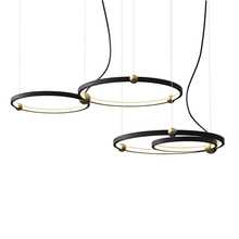 Скандинавские подвесные светильники для столовой, современное простое круглое металлическое кольцо в фойе, креативное черное светодиодное освещение 2024 - купить недорого