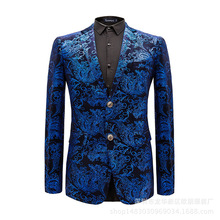 Blazer de algodão puro masculino, formal, de marca, para festa, casamento, casual, floral, fashion, casaco, tamanho grande 2024 - compre barato