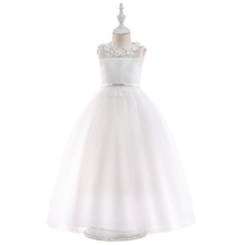 Gorgeous Scoop Neck Beading Lace Flower Girl Dresses For Wedding Ribbon Bow Sash Girls First Communion Special Occasion Dresses 2024 - buy cheap