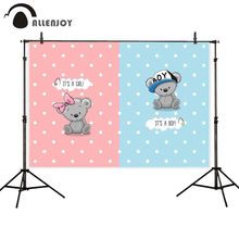 Allenjoy girl pink cute teddy bear boy blue baby dots cartoon birthday background backdrop for shooting photographic photography 2024 - buy cheap