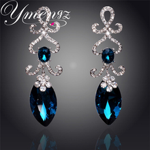 YMENGZ Brand Hollow Crystal Water Drop Silver Plated Austrian Crystal Drop Earrings For Women Fashion Jewelry Wholesale 2024 - buy cheap