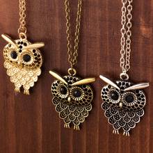 New Fashion Charm Vintage Owl Pendant Long Sweater Chain Jewelry Golden Antique Silver Bronze 2024 - buy cheap