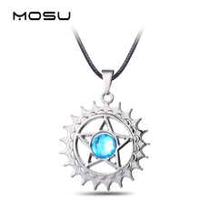 MOSU-colgante de cristal azul para Cosplay, collar de Metal negro de Butler, accesorio de joyería, envío directo 2024 - compra barato