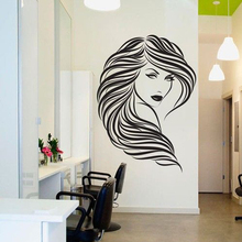 Sexy Girl Woman Face Hair Beauty Salon Wall Stickers for Barbershop Living Room Art Decoration Vinyl Wall Decals Wallpaper L609 2024 - buy cheap
