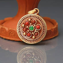 TGB300 Tibetan Brass Gold-plated Amulet Round Prayer Box Pendants Locket 30mm Tibet Nepal Vintage Jewelry Boxes 2024 - buy cheap