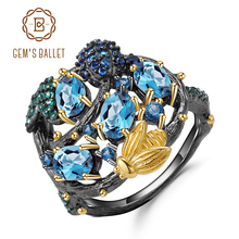 Женское кольцо с голубым топазом, из серебра 925 пробы 2024 - купить недорого
