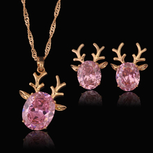 MxGxFam 2017 New Rein Deer Jewelry Set Women (Pendant necklace+Earring) 18 Gold Color 2024 - buy cheap