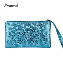 Arsmundi Women's Bag 2020 New Fashion Crystal Stone Zipper Long Ladies Wallet Embossed Day Clutches Party Bag Designer Handbags 2024 - buy cheap