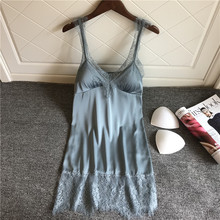 MECHITIZ 2019 Satin Sleepwear Women Ladies Summer Sleeveless Nightwear Nightgown Silk Nightdress Sexy Lingerie with Chest Pads 2024 - buy cheap