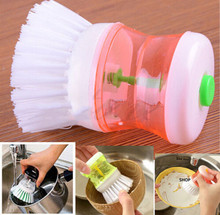 Creative New Dish Pan Brush with Washing Up Liquid Soap Dispenser Hot Sale Kitchen Utensil Pot Clean Brush Random Color 2024 - buy cheap