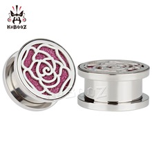 KUBOOZ New Arrival Hot Fashion Stainless Steel Rose Flower Ear Plugs Gauges Piercing Body Jewelry Earring Tunnels Stretchers 2024 - buy cheap