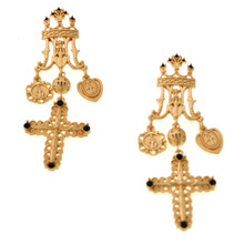 Baroque Gold Color Big Metal Cross Earrings For Women Bohemia Jewelry Rhinestones Cross Dangle Earrings Pendants Bijoux 2024 - buy cheap