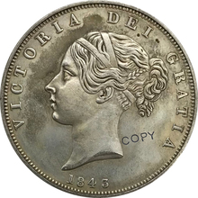 1843 reino unido 1/2 coroa victoria cupronicel banhado a prata moeda colecionável cópia 2024 - compre barato