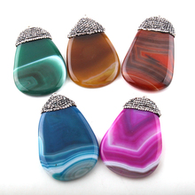 Натуральный большой камень полоса кулон кристалл проложить Шарм Для DIY изготовления ожерелья ювелирные изделия 5 цветов микс 2024 - купить недорого