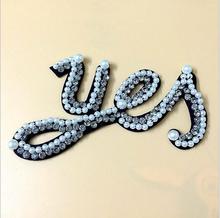 1Pcs Rhinestone YES letters Beaded Patch for Clothing Sewing on Beading Applique Clothes Shoes Bags Decoration Patch DIY Apparel 2024 - buy cheap