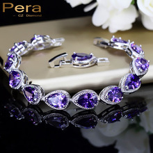 Pera-pulsera con forma de gota de agua para mujer, brazalete grande de circonia cúbica de Color blanco dorado púrpura, joyería de fiesta B002 2024 - compra barato