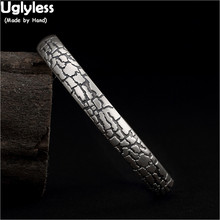Uglyless Thai Silver Cool Crack Bangles for Women Solid 99.9% Full Silver Open Bangles Adjustable Heart Sutra Bracelets Jewelry 2024 - buy cheap