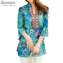 2021 Summer Women Shirt Blouse Style Fashion Chiffon Half Sleeve Plus Size 5XL Floral Casual Top Embroidery Woman Tunic Blouses 2024 - buy cheap