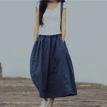 Falda larga de lino y algodón para mujer, falda larga holgada Estilo Vintage bohemio, para primavera y otoño, LY126 2024 - compra barato