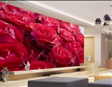 Papel de parede foto customizada 3d, papel de parede para decoração de casa com rosas vermelhas estereoscópicas em 3d 2024 - compre barato