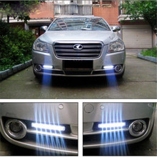 Gran venta 8 LED DRL luz diurna de luz de día Super blanco 12 V DC coche Luz de circulación diurna 2 piezas 2024 - compra barato