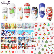 Monja 48 листов/набор дизайн ногтей Рождество тема серии дизайн переводные наклейки воды наклейки, водяной знак 3D DIY украшения 2024 - купить недорого