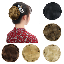 Free Beauty Synthetic Braided Chignon Clip In Extensions Dun Brown Hard Hair Buns Cover Black Rubber Band Curly Donut Chignons 2024 - buy cheap