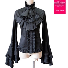 Lolita Japanese Princess Shirt Harajuku Gothic Style Baroque trumpet sleeves long-sleeved shirt small swallowtail shirt W366 2024 - buy cheap